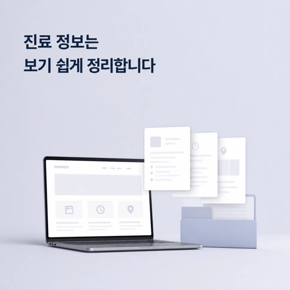 확정된 진료 안내 자료를 홈페이지에 정리한 그림