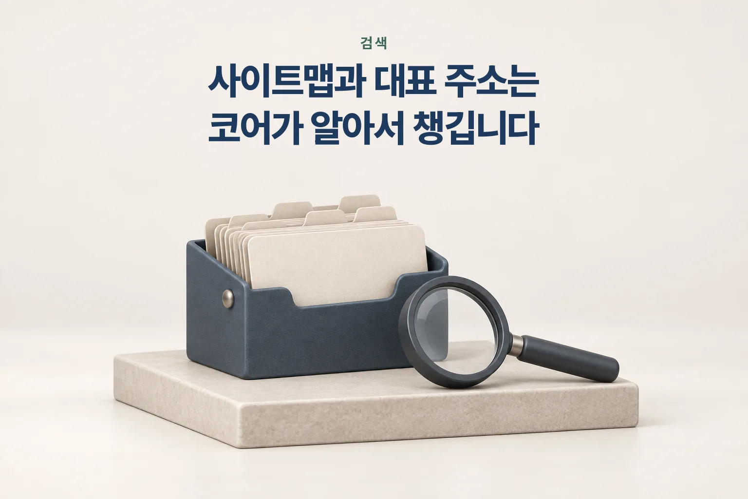 사이트맵과 대표 주소는 코어가 알아서 챙긴다는 뜻의 서류함과 돋보기